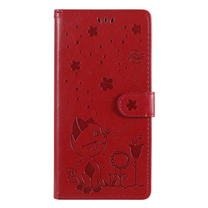 For Samsung Galaxy A42 5G Cat and Bee Embossed Flip Leather Phone Case Wallet Cover with Card Slots Cash Pocket Magnetic Stand Protective Shockproof TPU PU Leather Case with Wrist Strap