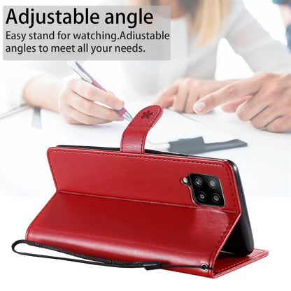 For Samsung Galaxy A42 5G Cat and Bee Embossed Flip Leather Phone Case Wallet Cover with Card Slots Cash Pocket Magnetic Stand Protective Shockproof TPU PU Leather Case with Wrist Strap