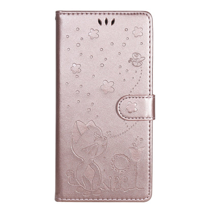 For Samsung Galaxy A42 5G Cat and Bee Embossed Flip Leather Phone Case Wallet Cover with Card Slots Cash Pocket Magnetic Stand Protective Shockproof TPU PU Leather Case with Wrist Strap