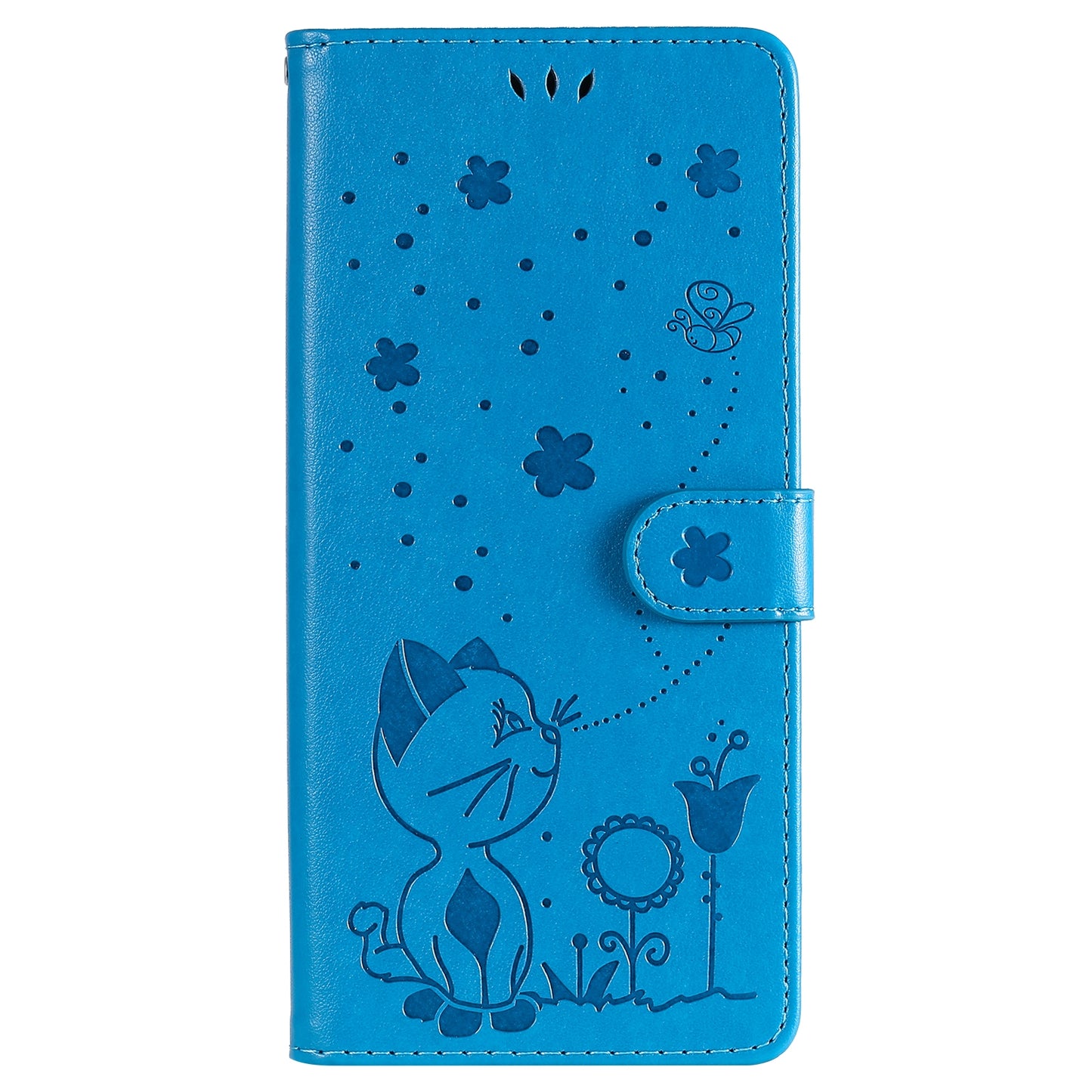 For Xiaomi 10T Lite 5G Cat and Bee Embossed Flip Leather Phone Case Wallet Cover with Card Slots Cash Pocket Magnetic Stand Protective Shockproof TPU PU Leather Case with Wrist Strap