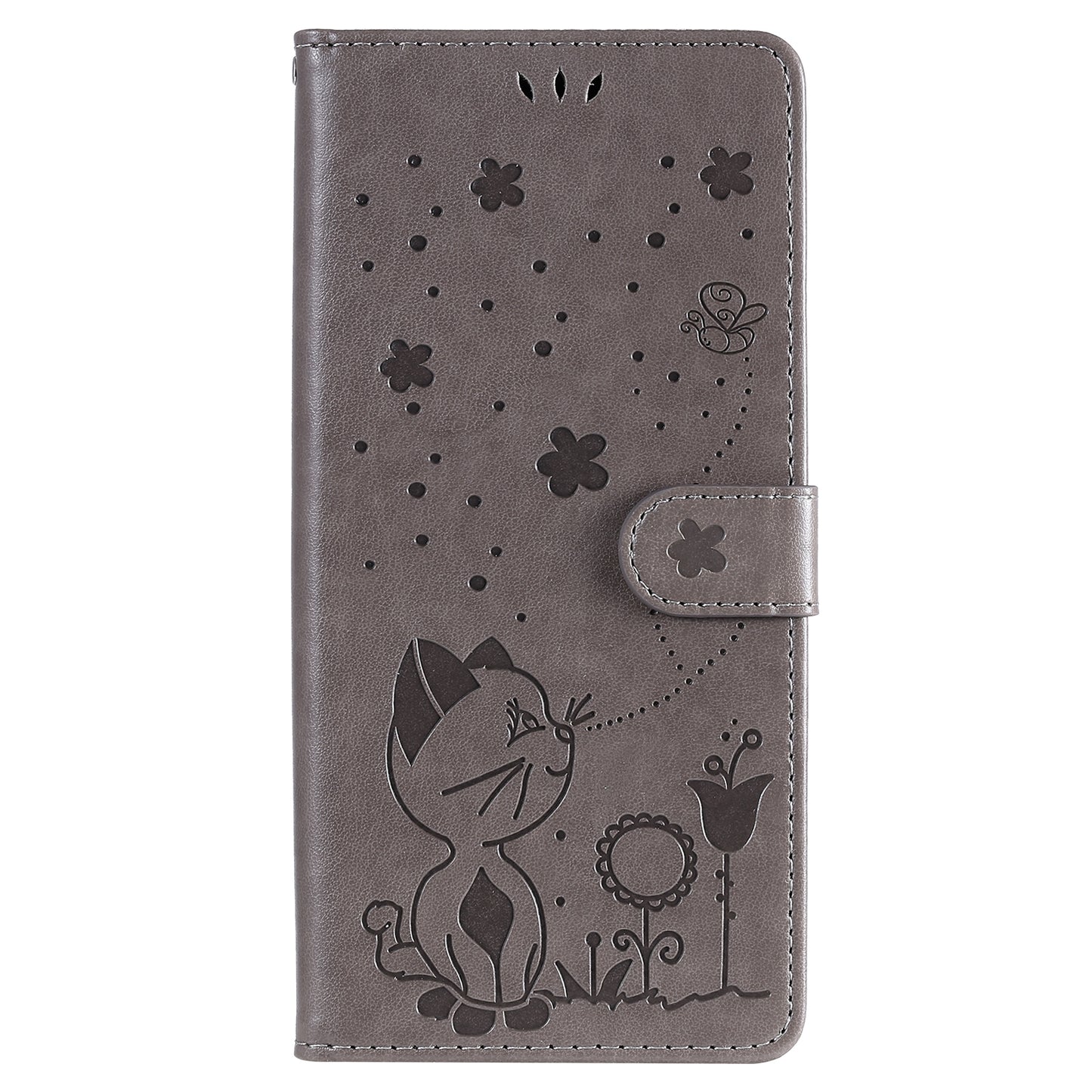 For Xiaomi 10T Lite 5G Cat and Bee Embossed Flip Leather Phone Case Wallet Cover with Card Slots Cash Pocket Magnetic Stand Protective Shockproof TPU PU Leather Case with Wrist Strap