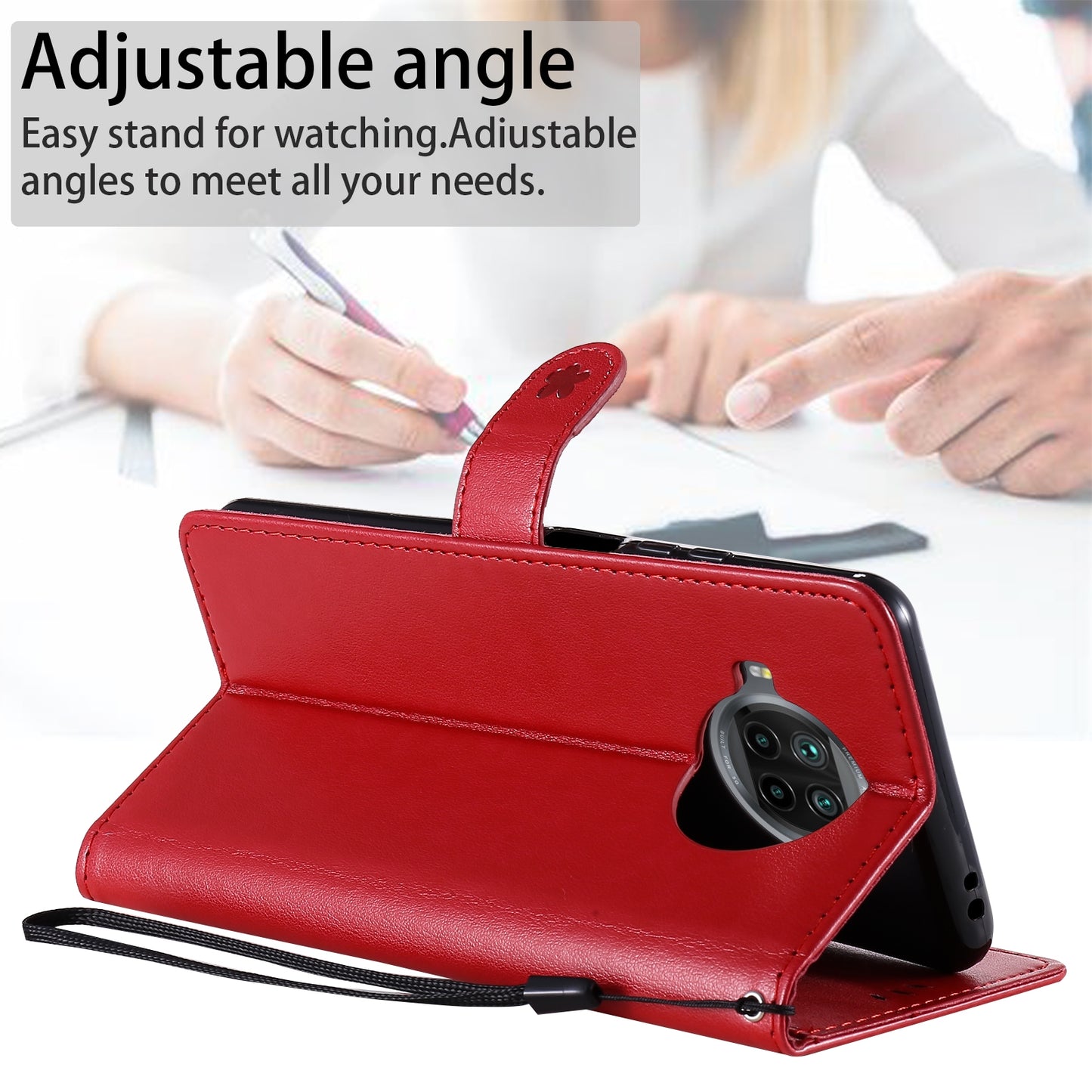 For Xiaomi 10T Lite 5G Cat and Bee Embossed Flip Leather Phone Case Wallet Cover with Card Slots Cash Pocket Magnetic Stand Protective Shockproof TPU PU Leather Case with Wrist Strap
