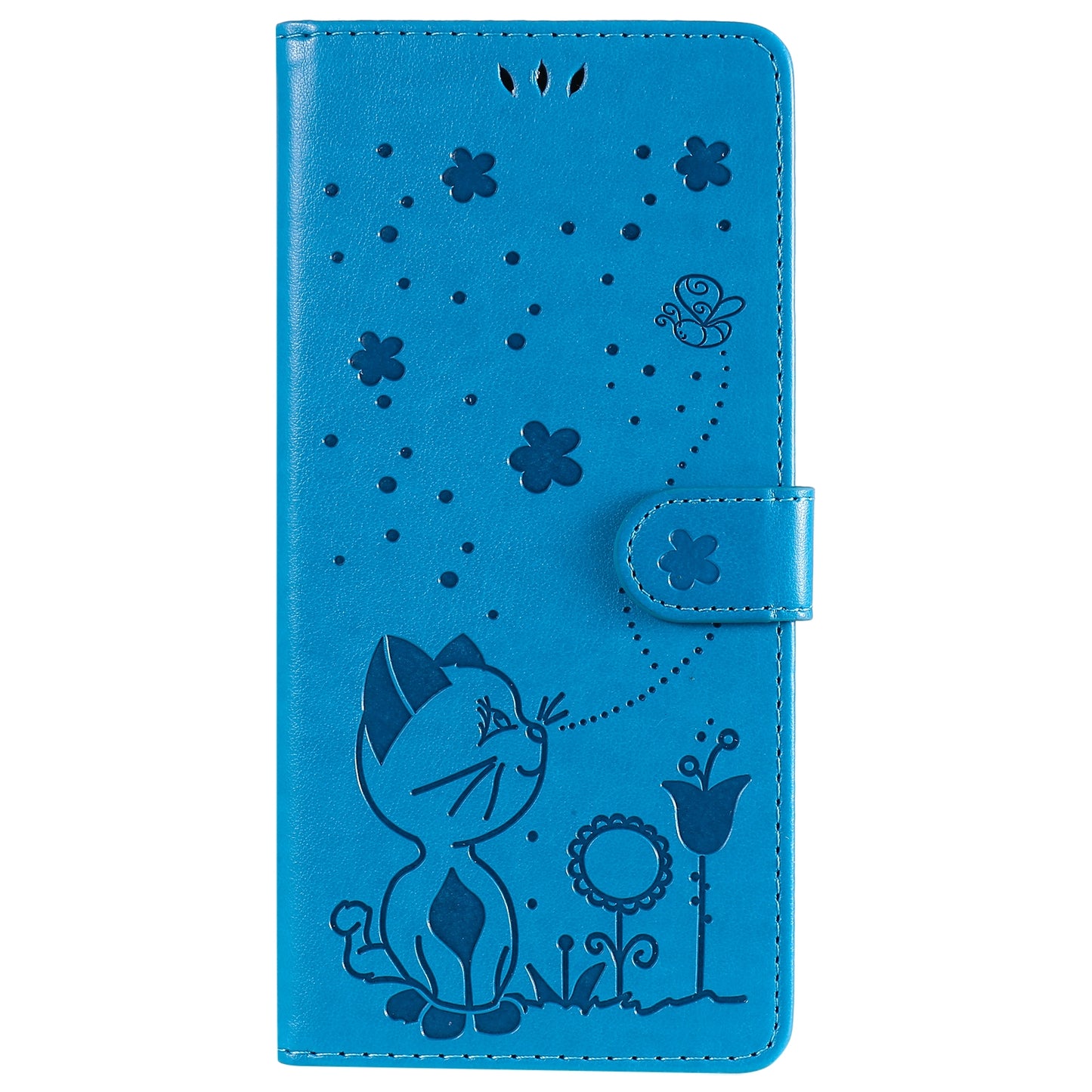 For Xiaomi 10T Pro 5G Cat and Bee Embossed Flip Leather Phone Case Wallet Cover with Card Slots Cash Pocket Magnetic Stand Protective Shockproof TPU PU Leather Case with Wrist Strap