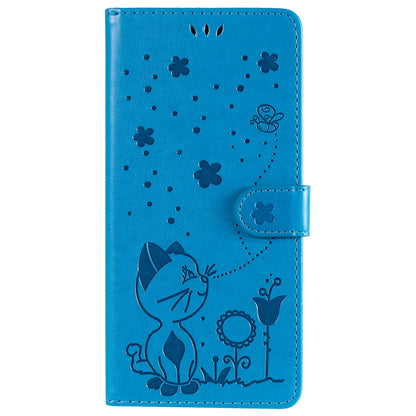 For Xiaomi 10T Pro 5G Cat and Bee Embossed Flip Leather Phone Case Wallet Cover with Card Slots Cash Pocket Magnetic Stand Protective Shockproof TPU PU Leather Case with Wrist Strap
