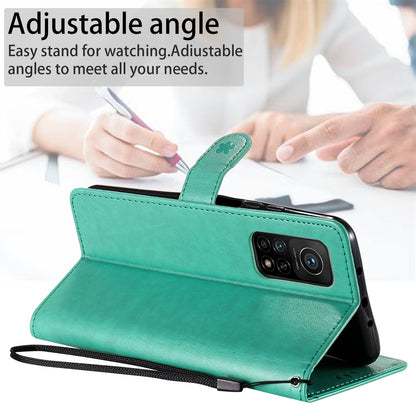 For Xiaomi 10T Pro 5G Cat and Bee Embossed Flip Leather Phone Case Wallet Cover with Card Slots Cash Pocket Magnetic Stand Protective Shockproof TPU PU Leather Case with Wrist Strap