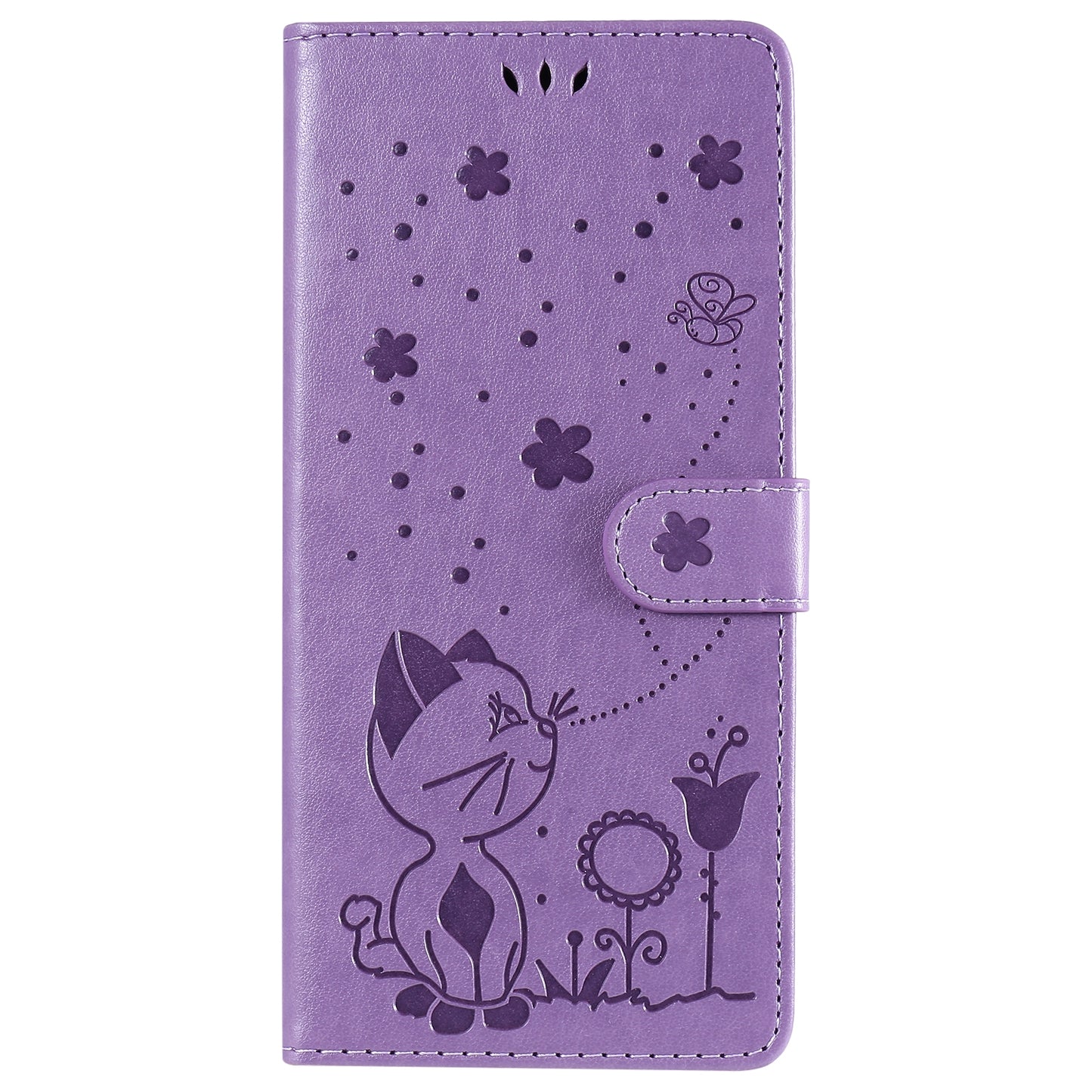 For Xiaomi 10T 5G Cat and Bee Embossed Flip Leather Phone Case Wallet Cover with Card Slots Cash Pocket Magnetic Stand Protective Shockproof TPU PU Leather Case with Wrist Strap