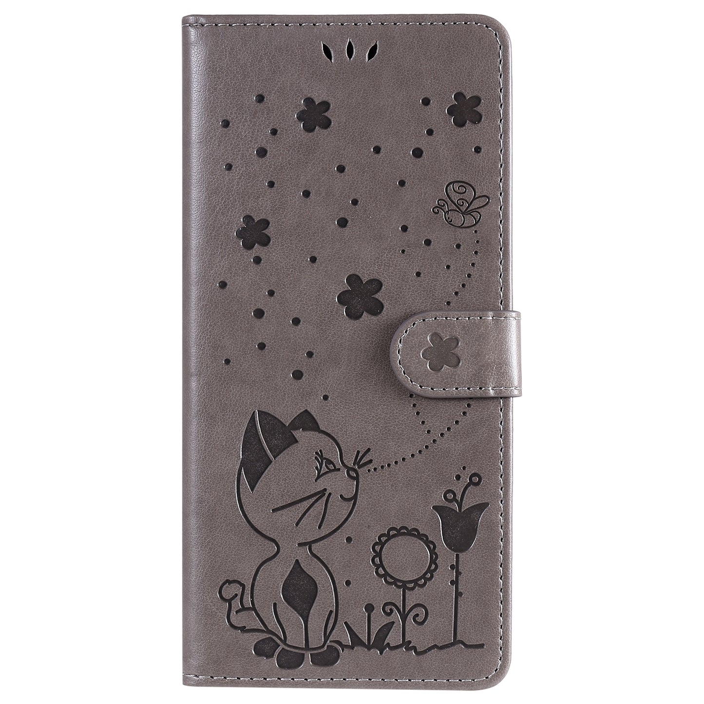 For Xiaomi 10T Pro 5G Cat and Bee Embossed Flip Leather Phone Case Wallet Cover with Card Slots Cash Pocket Magnetic Stand Protective Shockproof TPU PU Leather Case with Wrist Strap