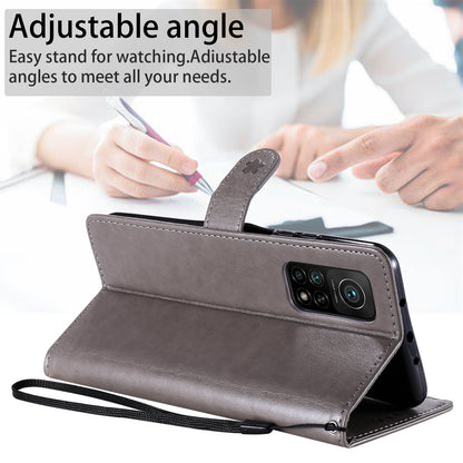 For Xiaomi 10T 5G Cat and Bee Embossed Flip Leather Phone Case Wallet Cover with Card Slots Cash Pocket Magnetic Stand Protective Shockproof TPU PU Leather Case with Wrist Strap