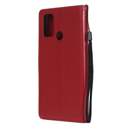 For OPPO A53 (2020) Cat and Bee Embossed Flip Leather Phone Case Wallet Cover with Card Slots Cash Pocket Magnetic Stand Protective Shockproof TPU PU Leather Case with Wrist Strap
