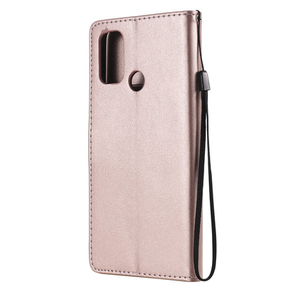 For OPPO A53s Cat and Bee Embossed Flip Leather Phone Case Wallet Cover with Card Slots Cash Pocket Magnetic Stand Protective Shockproof TPU PU Leather Case with Wrist Strap