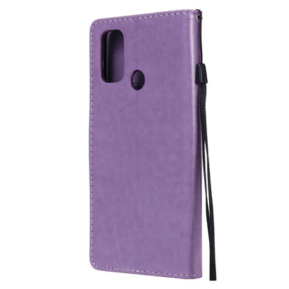 For OPPO A53 (2020) Cat and Bee Embossed Flip Leather Phone Case Wallet Cover with Card Slots Cash Pocket Magnetic Stand Protective Shockproof TPU PU Leather Case with Wrist Strap