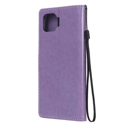 For OPPO F17 Pro Cat and Bee Embossed Flip Leather Phone Case Wallet Cover with Card Slots Cash Pocket Magnetic Stand Protective Shockproof TPU PU Leather Case with Wrist Strap