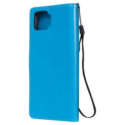 For OPPO F17 Cat and Bee Embossed Flip Leather Phone Case Wallet Cover with Card Slots Cash Pocket Magnetic Stand Protective Shockproof TPU PU Leather Case with Wrist Strap
