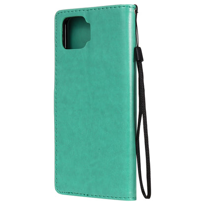 For OPPO A73 4G (2020) Cat and Bee Embossed Flip Leather Phone Case Wallet Cover with Card Slots Cash Pocket Magnetic Stand Protective Shockproof TPU PU Leather Case with Wrist Strap