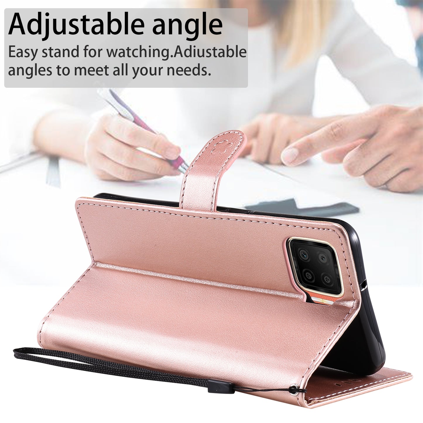 For OPPO A73 4G (2020) Cat and Bee Embossed Flip Leather Phone Case Wallet Cover with Card Slots Cash Pocket Magnetic Stand Protective Shockproof TPU PU Leather Case with Wrist Strap
