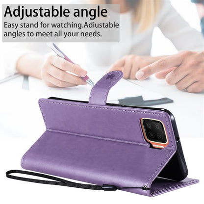 For OPPO F17 Cat and Bee Embossed Flip Leather Phone Case Wallet Cover with Card Slots Cash Pocket Magnetic Stand Protective Shockproof TPU PU Leather Case with Wrist Strap