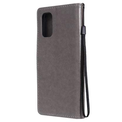 For OPPO Realme 7 Pro Cat and Bee Embossed Flip Leather Phone Case Wallet Cover with Card Slots Cash Pocket Magnetic Stand Protective Shockproof TPU PU Leather Case with Wrist Strap