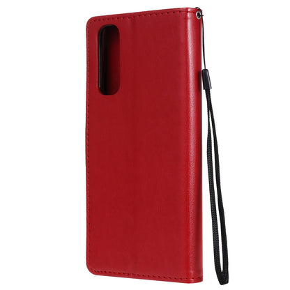 For OPPO Realme 7 5G Cat and Bee Embossed Flip Leather Phone Case Wallet Cover with Card Slots Cash Pocket Magnetic Stand Protective Shockproof TPU PU Leather Case with Wrist Strap