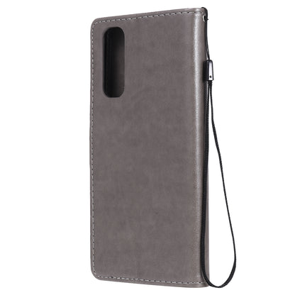 For OPPO Realme 7 5G Cat and Bee Embossed Flip Leather Phone Case Wallet Cover with Card Slots Cash Pocket Magnetic Stand Protective Shockproof TPU PU Leather Case with Wrist Strap