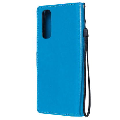For OPPO Realme 7 5G Cat and Bee Embossed Flip Leather Phone Case Wallet Cover with Card Slots Cash Pocket Magnetic Stand Protective Shockproof TPU PU Leather Case with Wrist Strap