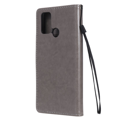 For OPPO C17 Cat and Bee Embossed Flip Leather Phone Case Wallet Cover with Card Slots Cash Pocket Magnetic Stand Protective Shockproof TPU PU Leather Case with Wrist Strap