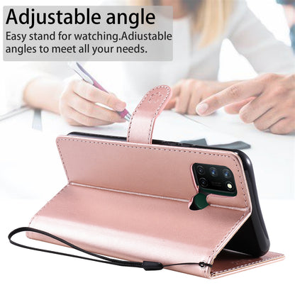 For OPPO Realme 7i Cat and Bee Embossed Flip Leather Phone Case Wallet Cover with Card Slots Cash Pocket Magnetic Stand Protective Shockproof TPU PU Leather Case with Wrist Strap