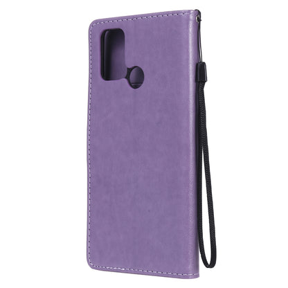 For OPPO Realme 7i Cat and Bee Embossed Flip Leather Phone Case Wallet Cover with Card Slots Cash Pocket Magnetic Stand Protective Shockproof TPU PU Leather Case with Wrist Strap