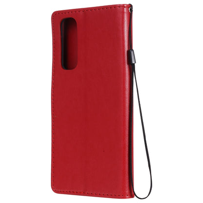 For OPPO Reno4 Pro 4G Cat and Bee Embossed Flip Leather Phone Case Wallet Cover with Card Slots Cash Pocket Magnetic Stand Protective Shockproof TPU PU Leather Case with Wrist Strap