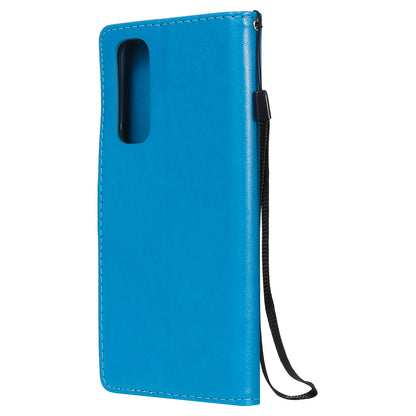 For OPPO Reno4 Pro 4G Cat and Bee Embossed Flip Leather Phone Case Wallet Cover with Card Slots Cash Pocket Magnetic Stand Protective Shockproof TPU PU Leather Case with Wrist Strap