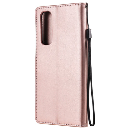 For OPPO Reno4 Pro 4G Cat and Bee Embossed Flip Leather Phone Case Wallet Cover with Card Slots Cash Pocket Magnetic Stand Protective Shockproof TPU PU Leather Case with Wrist Strap