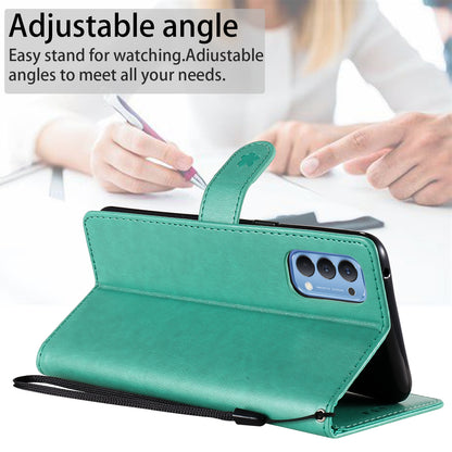 For OPPO Reno4 4G Cat and Bee Embossed Flip Leather Phone Case Wallet Cover with Card Slots Cash Pocket Magnetic Stand Protective Shockproof TPU PU Leather Case with Wrist Strap