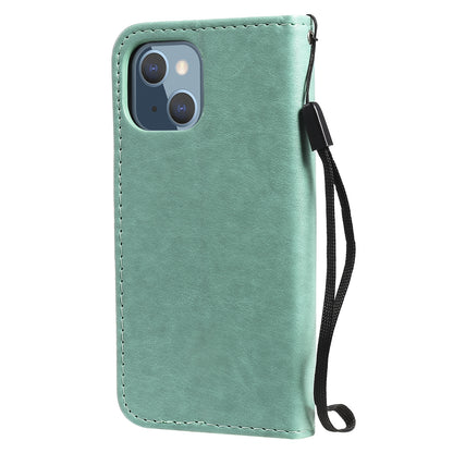 For Apple iPhone 13 mini Cat and Bee Embossed Flip Leather Phone Case Wallet Cover with Card Slots Cash Pocket Magnetic Stand Protective Shockproof TPU PU Leather Case with Wrist Strap