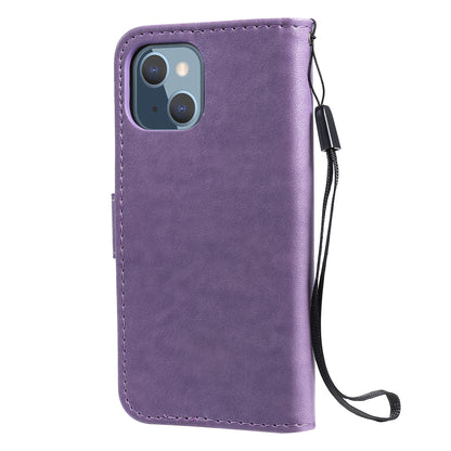 For Apple iPhone 13 mini Cat and Bee Embossed Flip Leather Phone Case Wallet Cover with Card Slots Cash Pocket Magnetic Stand Protective Shockproof TPU PU Leather Case with Wrist Strap