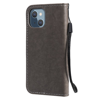 For Apple iPhone 13 mini Cat and Bee Embossed Flip Leather Phone Case Wallet Cover with Card Slots Cash Pocket Magnetic Stand Protective Shockproof TPU PU Leather Case with Wrist Strap