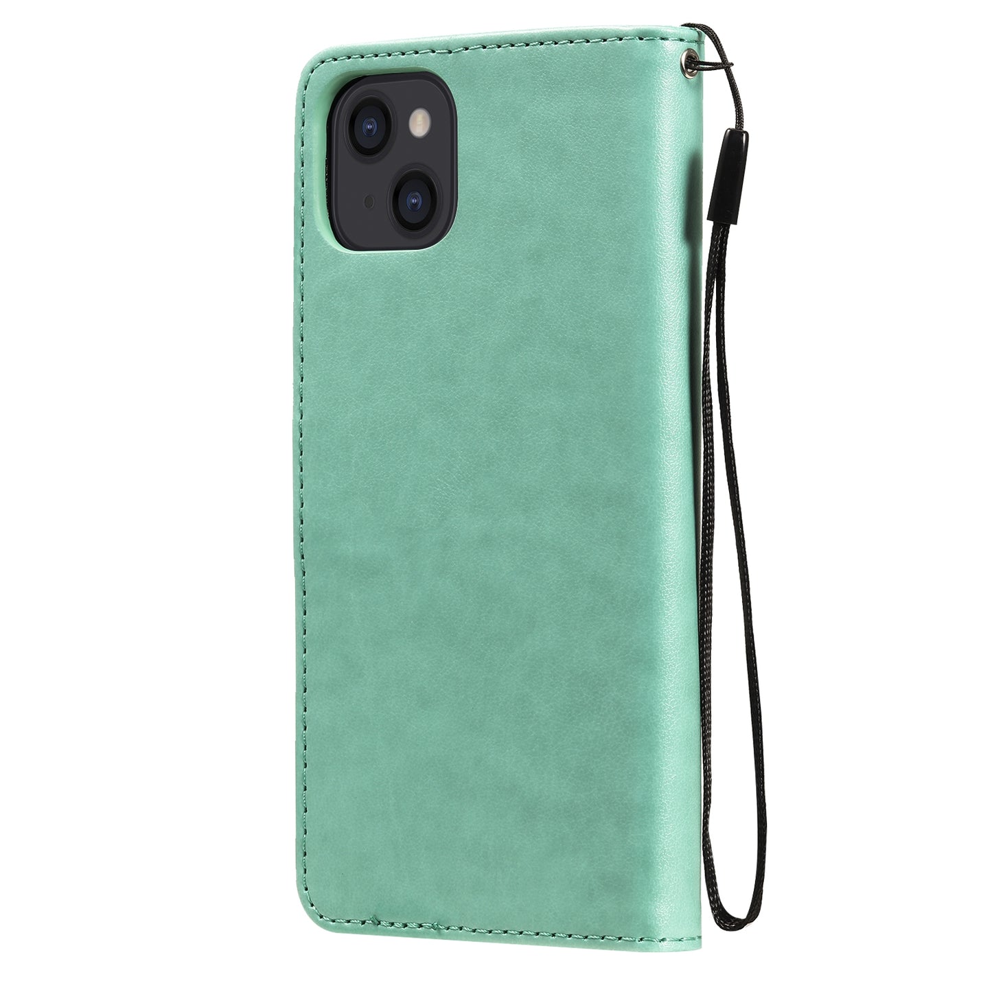 For Apple iPhone 13 Cat and Bee Embossed Flip Leather Phone Case Wallet Cover with Card Slots Cash Pocket Magnetic Stand Protective Shockproof TPU PU Leather Case with Wrist Strap
