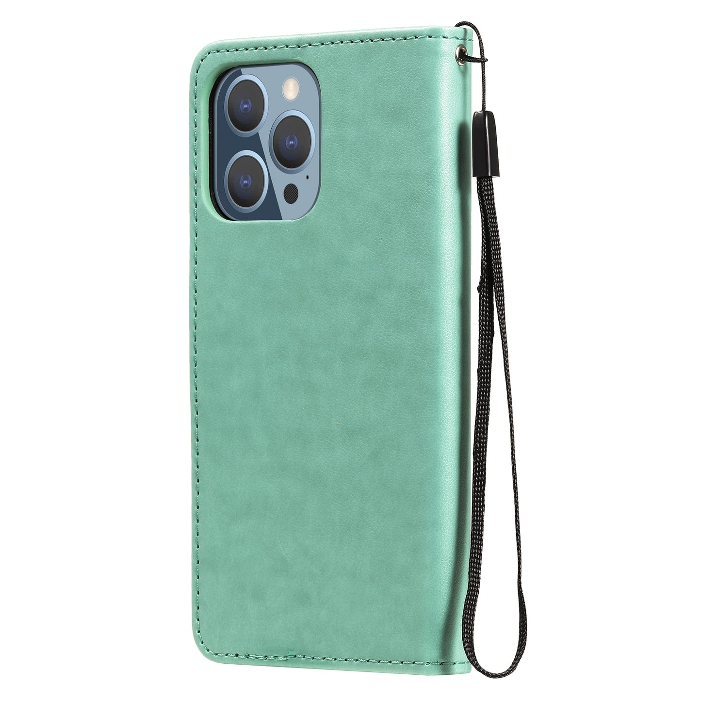 For Apple iPhone 13 Pro Cat and Bee Embossed Flip Leather Phone Case Wallet Cover with Card Slots Cash Pocket Magnetic Stand Protective Shockproof TPU PU Leather Case with Wrist Strap