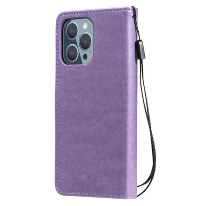 For Apple iPhone 13 Pro Cat and Bee Embossed Flip Leather Phone Case Wallet Cover with Card Slots Cash Pocket Magnetic Stand Protective Shockproof TPU PU Leather Case with Wrist Strap
