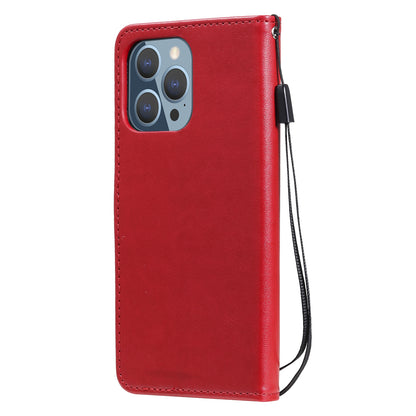 For Apple iPhone 13 Pro Cat and Bee Embossed Flip Leather Phone Case Wallet Cover with Card Slots Cash Pocket Magnetic Stand Protective Shockproof TPU PU Leather Case with Wrist Strap