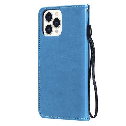 For Apple iPhone 13 Pro Max Cat and Bee Embossed Flip Leather Phone Case Wallet Cover with Card Slots Cash Pocket Magnetic Stand Protective Shockproof TPU PU Leather Case with Wrist Strap
