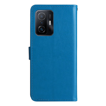 For Xiaomi Mi 11T Cat and Bee Embossed Flip Leather Phone Case Wallet Cover with Card Slots Cash Pocket Magnetic Stand Protective Shockproof TPU PU Leather Case with Wrist Strap