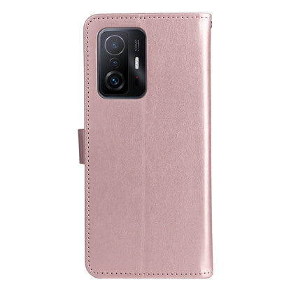 For Xiaomi Mi 11T Cat and Bee Embossed Flip Leather Phone Case Wallet Cover with Card Slots Cash Pocket Magnetic Stand Protective Shockproof TPU PU Leather Case with Wrist Strap
