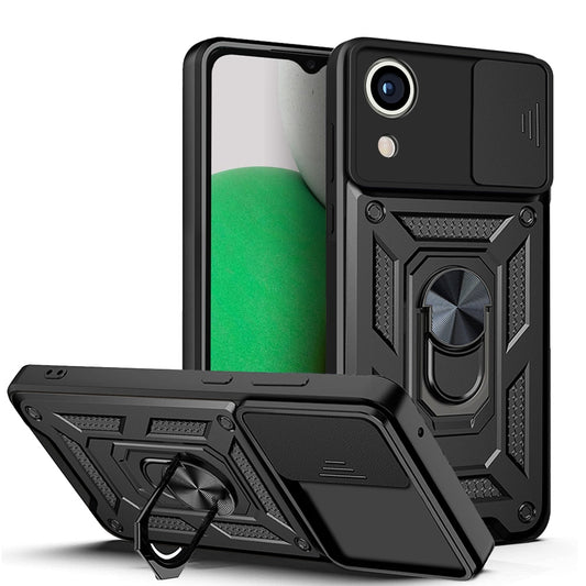 Samsung Galaxy A03 Core Sliding Camera Cover Magnetic Ring Stand Shockproof TPU + PC Protective Phone Case