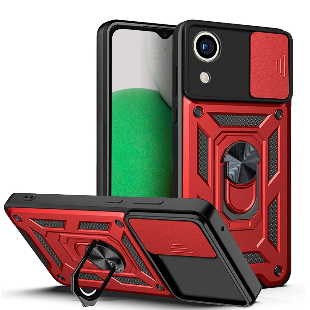 Samsung Galaxy A03 Core Sliding Camera Cover Magnetic Ring Stand Shockproof TPU + PC Protective Phone Case
