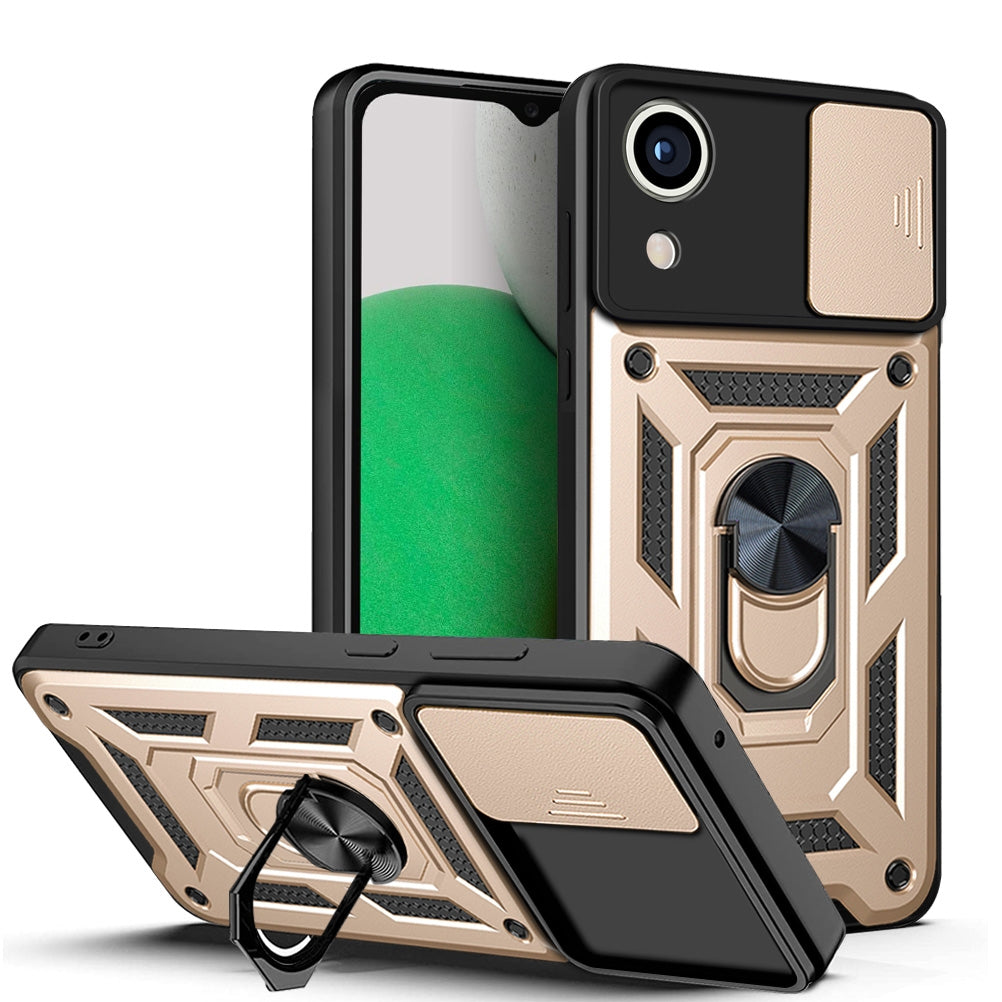 Samsung Galaxy A03 Core Sliding Camera Cover Magnetic Ring Stand Shockproof TPU + PC Protective Phone Case