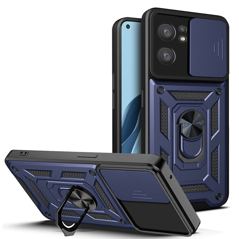 OPPO Find X5 Lite Sliding Camera Cover Magnetic Ring Stand Shockproof TPU + PC Protective Phone Case