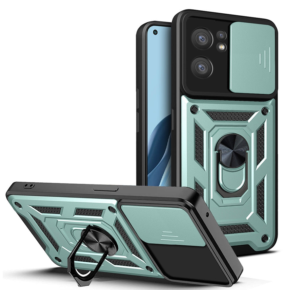 OPPO Find X5 Lite Sliding Camera Cover Magnetic Ring Stand Shockproof TPU + PC Protective Phone Case