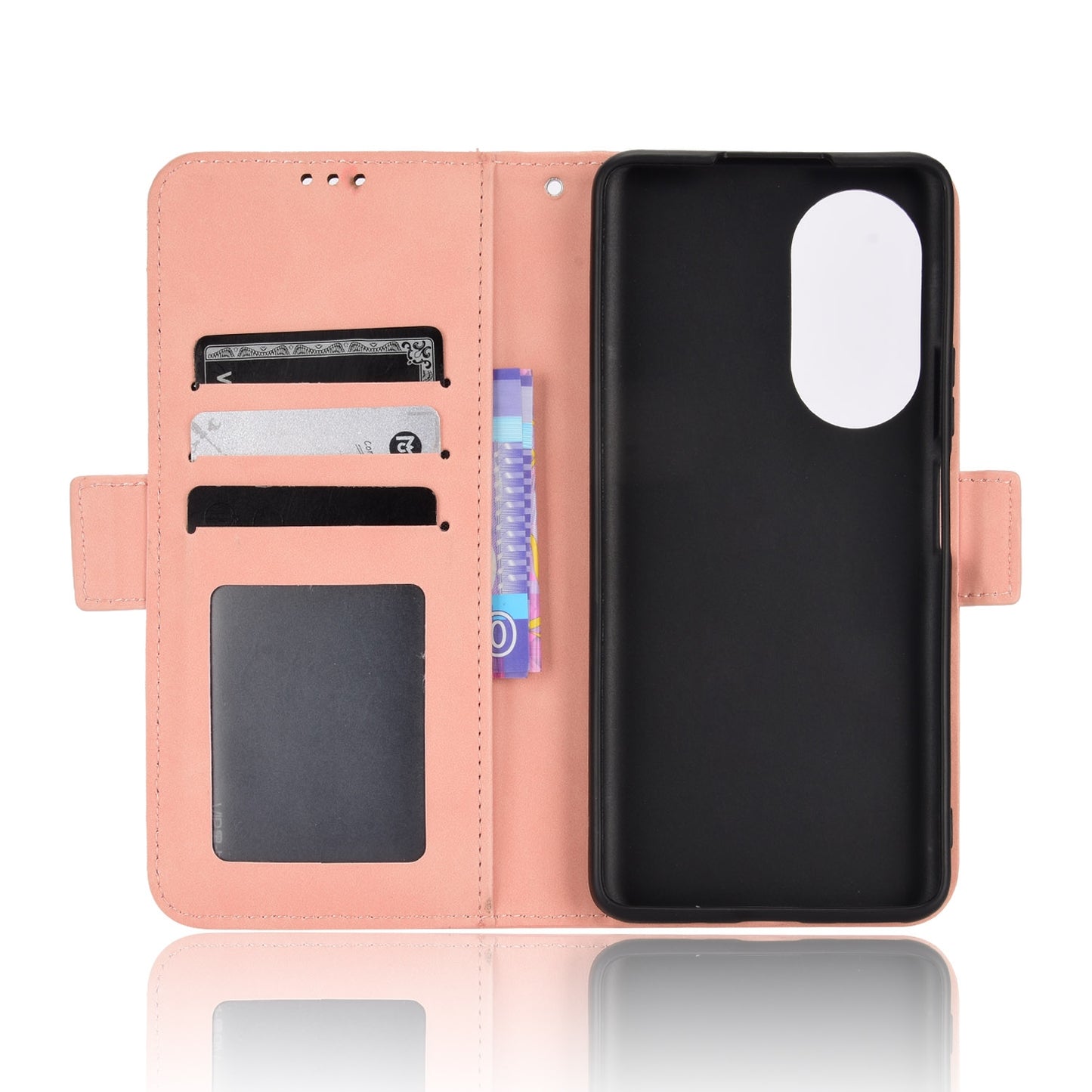 Honor 50 SE Skin Feel PU Leather Wallet Phone Case with Card Slots, Cash Pocket, Magnetic Closure, Built-In Stand, Full Protection TPU Cover