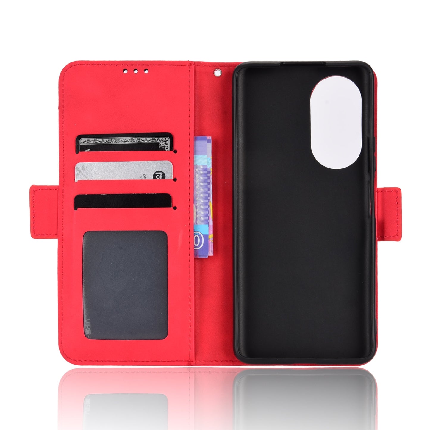 Honor 50 SE Skin Feel PU Leather Wallet Phone Case with Card Slots, Cash Pocket, Magnetic Closure, Built-In Stand, Full Protection TPU Cover