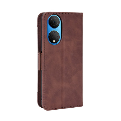 Honor X7 Skin Feel PU Leather Wallet Phone Case with Card Slots, Cash Pocket, Magnetic Closure, Built-In Stand, Full Protection TPU Cover