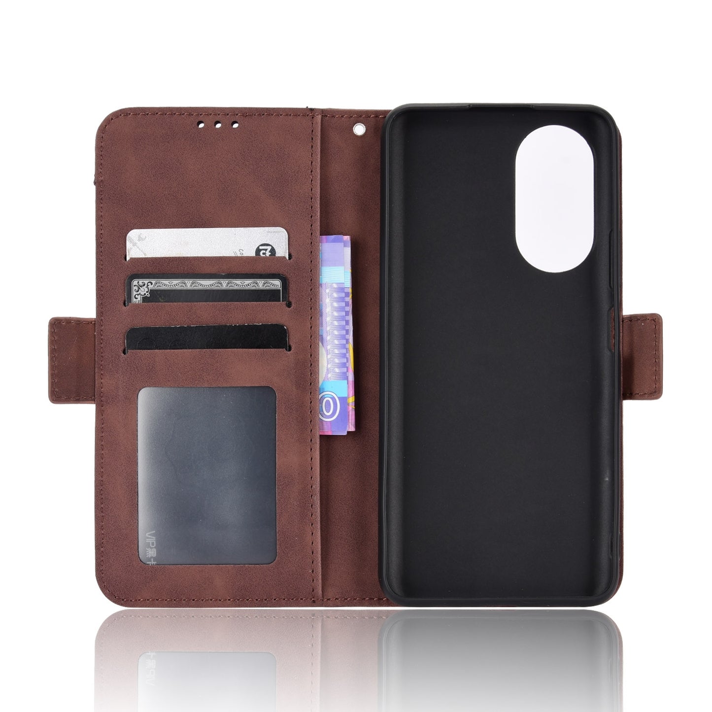 Honor X7 Skin Feel PU Leather Wallet Phone Case with Card Slots, Cash Pocket, Magnetic Closure, Built-In Stand, Full Protection TPU Cover